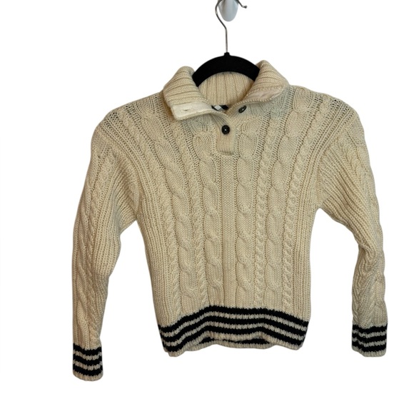 Burberry Kids Cream Wool Cable Knit Collared Sweater - Picture 1 of 4